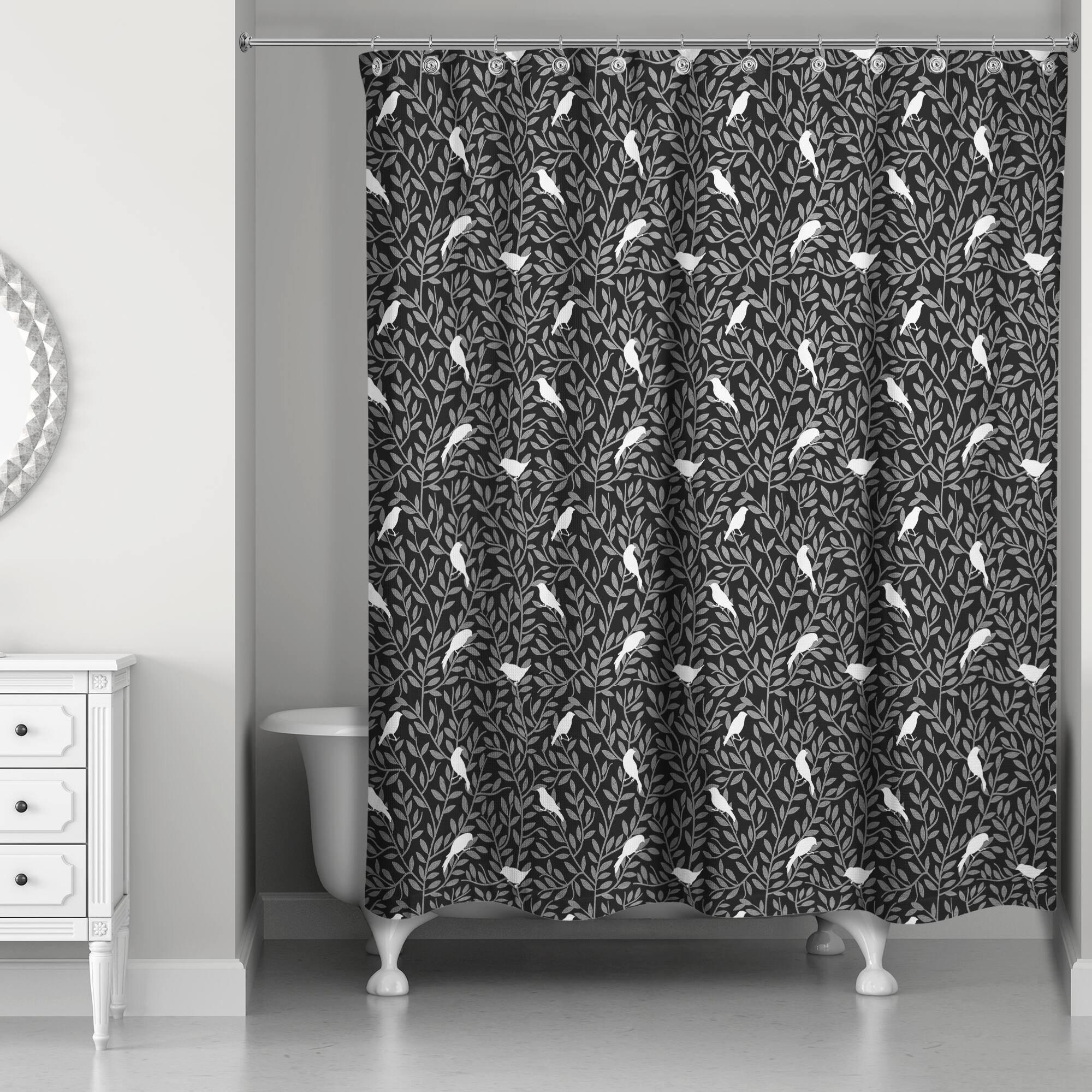 Birds on Leaves Shower Curtain